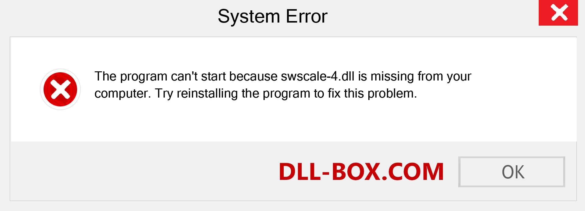  swscale-4.dll file is missing?. Download for Windows 7, 8, 10 - Fix  swscale-4 dll Missing Error on Windows, photos, images