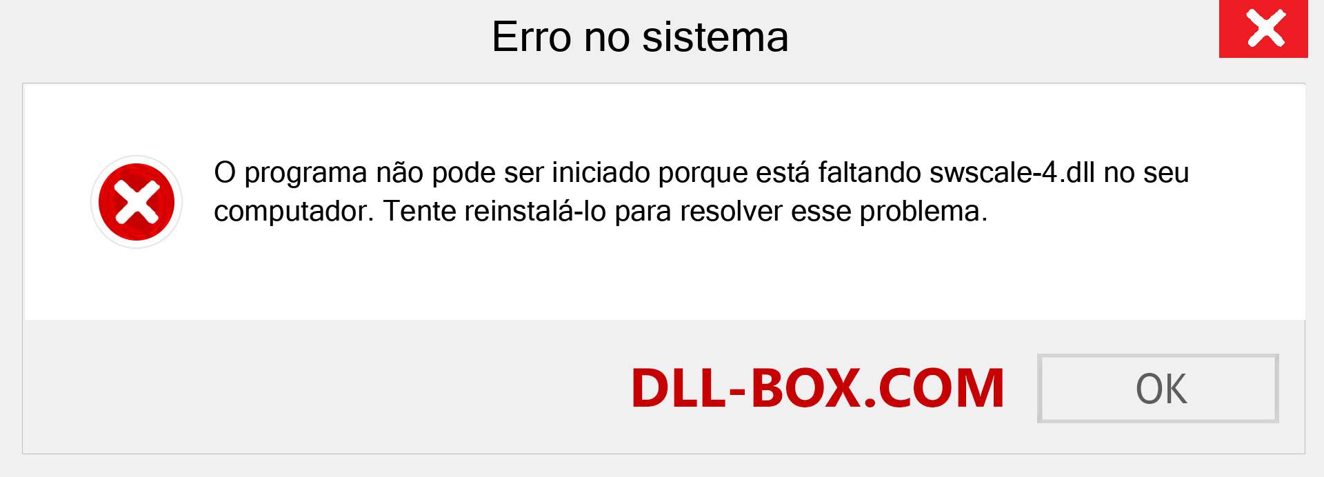 Arquivo swscale-4.dll ausente ?. Download para Windows 7, 8, 10 - Correção de erro ausente swscale-4 dll no Windows, fotos, imagens